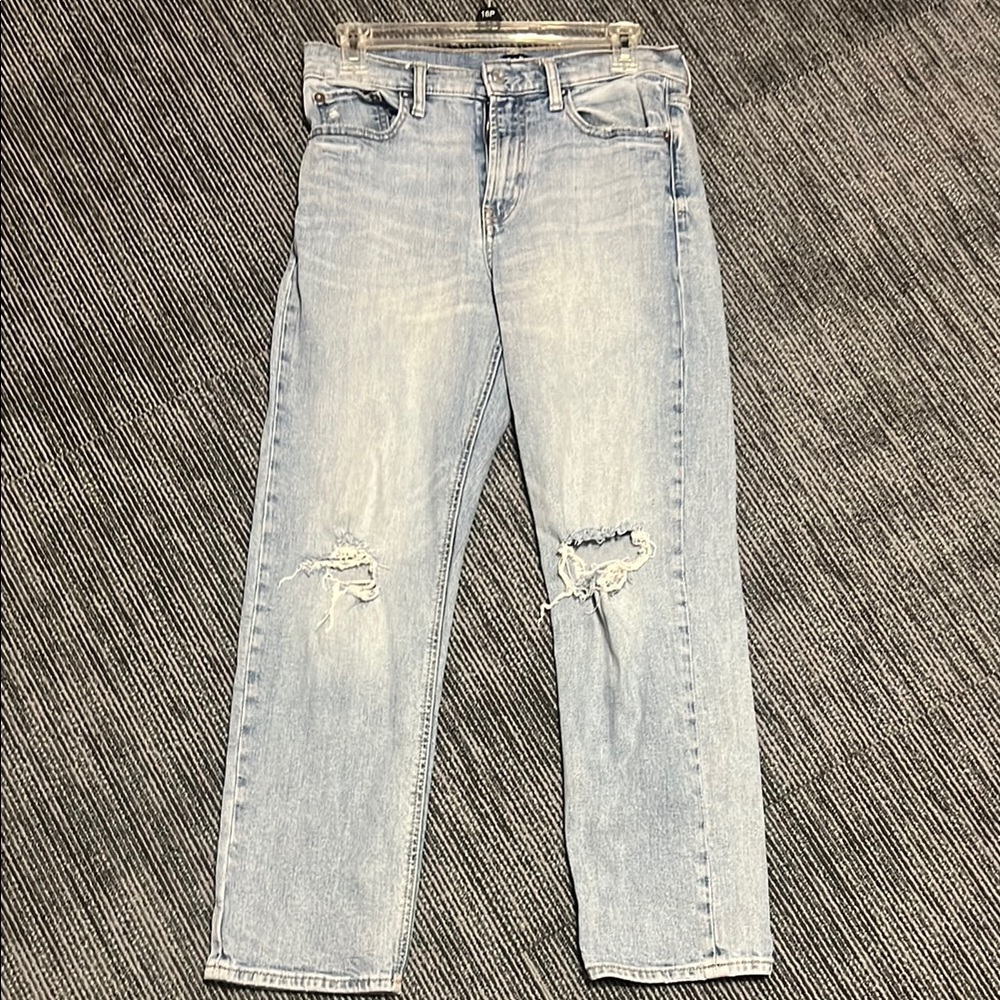 GAP Light Wash Denim Straight Leg Distressed Jeans